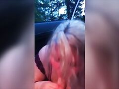 Blonde PLUMP gives Amazing Oral Public Roadside and Gets Giant Facial